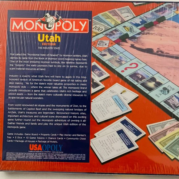 Vintage Monopoly Utah Edition 1998 Board Game Hasbro USAopoly Sealed - Picture 5 of 7
